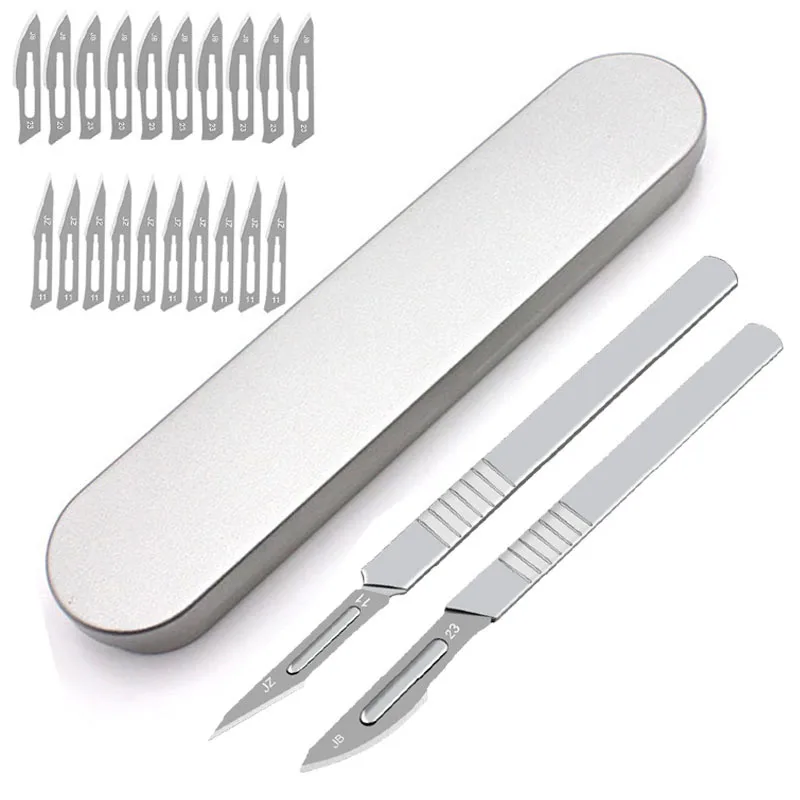 Surgical scalpel Carbon steel carving metal scalpel handle and blades number 11 23 surgical medical cutting handel scalpel knife DIY tool kits