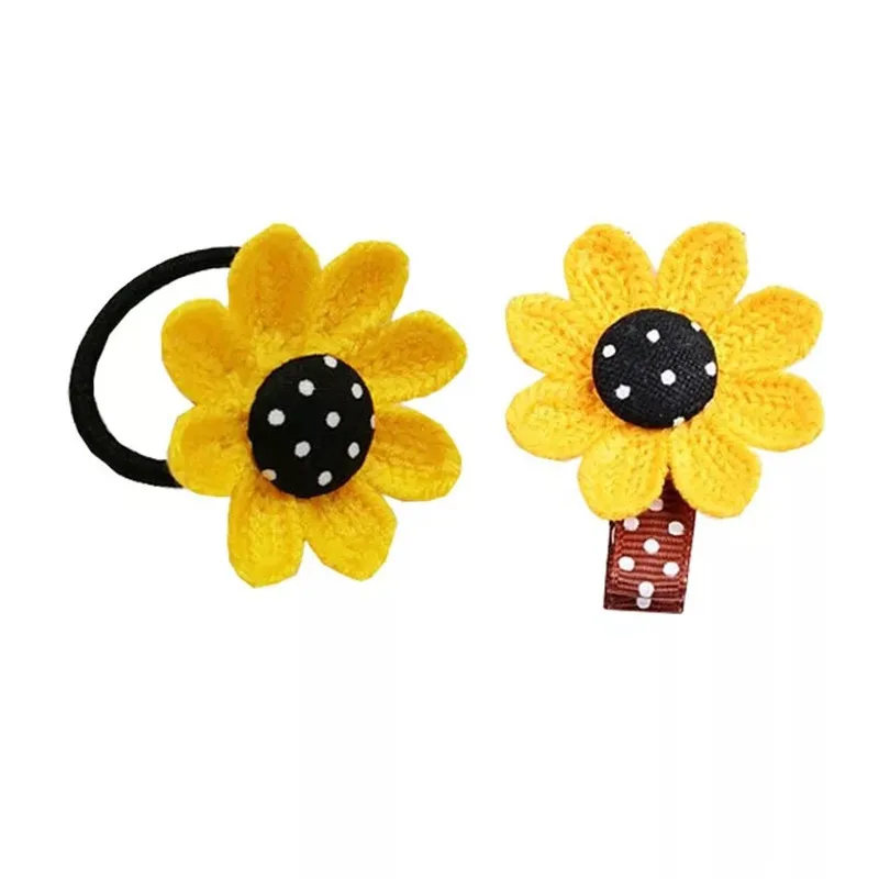 

4Pcs New Sun Flower Girls Elastic Hair Bands Barrettes Cute Dots Hair Clips Headbands Hair Accessories for Women Cloth Headwear