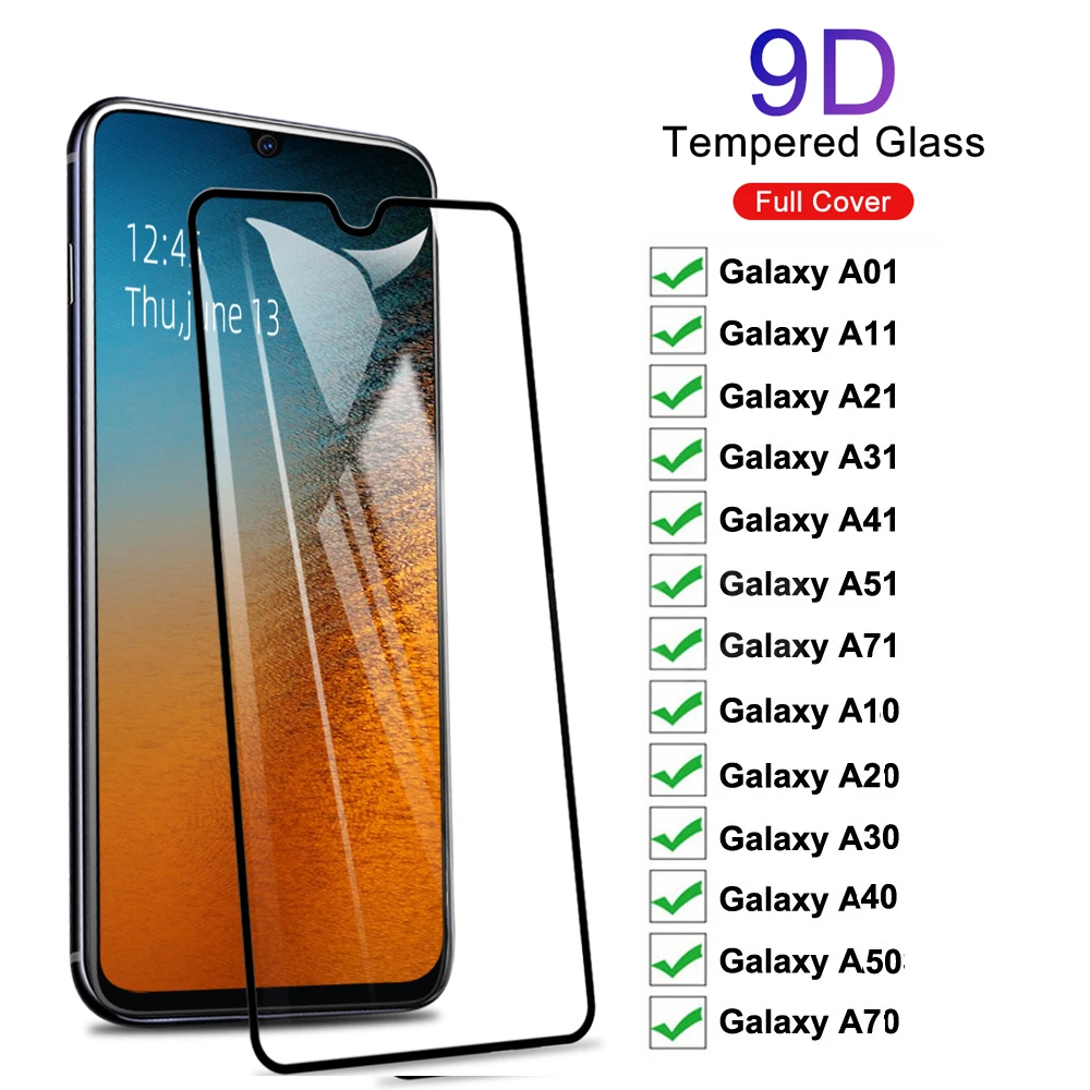 9D закаленное стекло для Samsung A50 A40 A70 A10 A20 A30 Защита экрана Galaxy A51 A71 A01 A41 A31 A21s A11