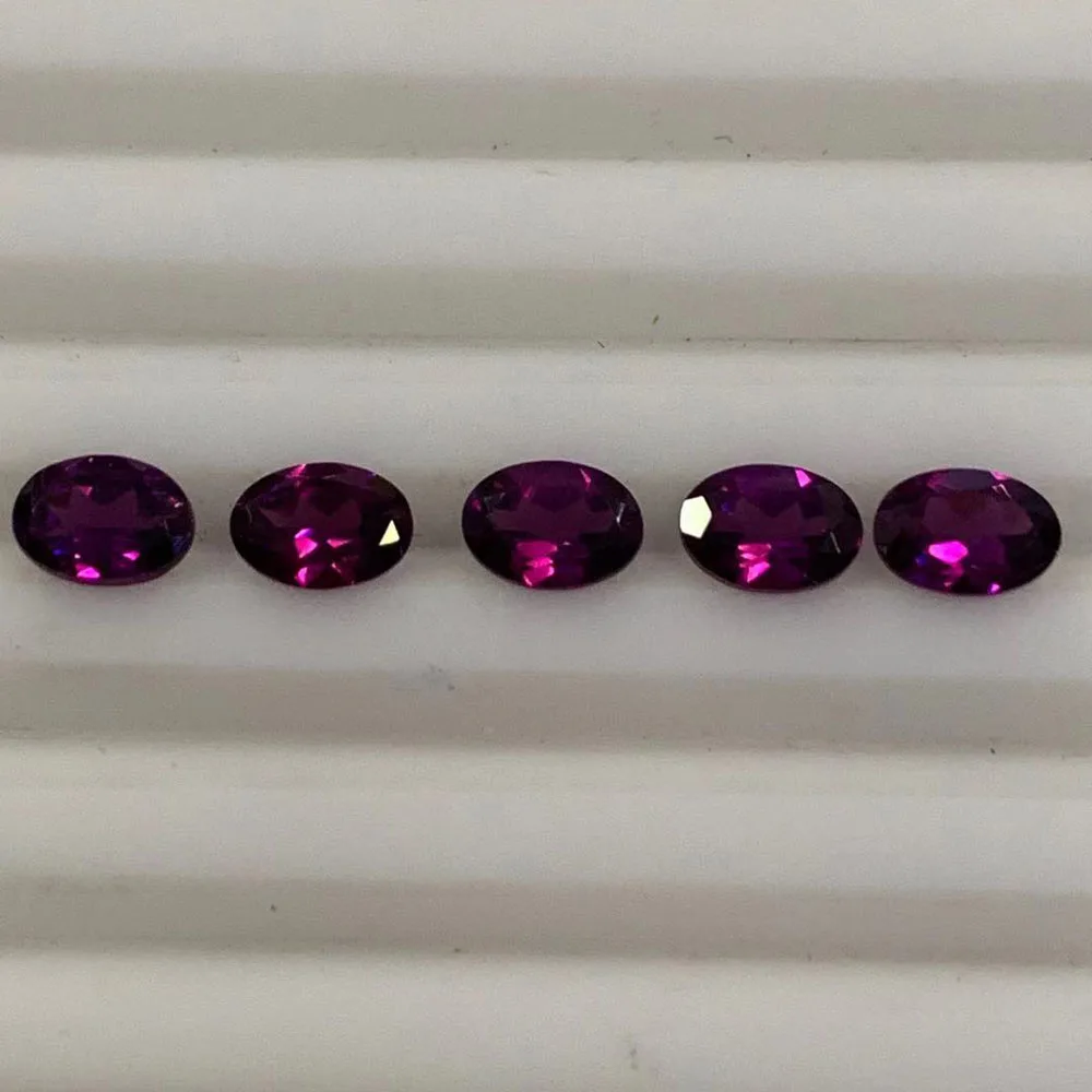 natural rhodolite loose gemstone oval 5*7mm ard 4.9ct 5 piece in one lot for 925 sterling silver jewelry mounting