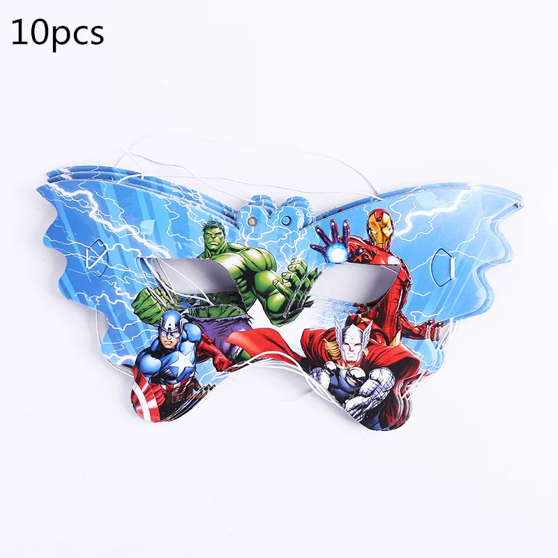 Mask 10pcs Супергерой Мстители День Рождения украшения детский душ одноразовая посуда чашки скатерть тарелка события вечерние принадлежности - Color: Mask 10pcs