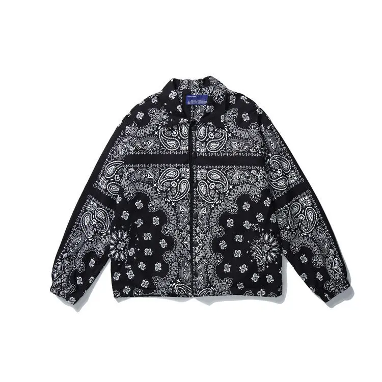 

European and American fashion brand cashew blossom printed jacket men's fall high street fashion brand loose Lapel casual coat