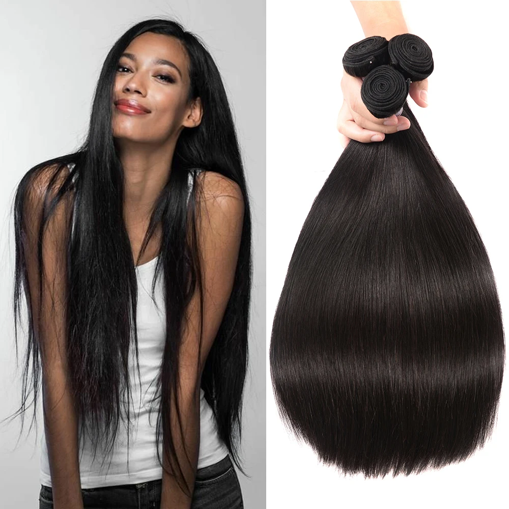 

MSH Hair Brazilian Straight Hair 3/4 Bundles Non-Remy Hair 100% Human Hair Weave Bundles Medium Ratio Hair Extensions