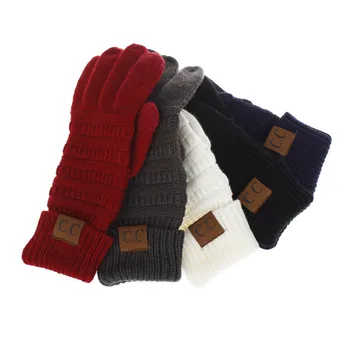 

Winter Touch Screen Gloves Women Men Warm Stretch Knit Mittens Imitation Wool Full Finger Guantes Female Crochet Thicken
