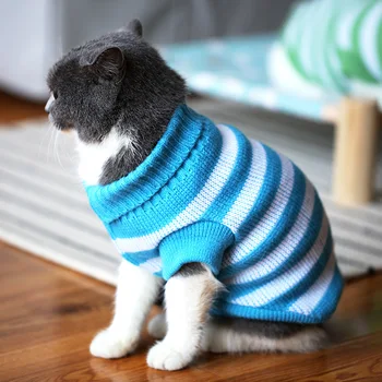 

NEW Candy Stripe Color Warm Winter Spring Cat Sweater Pet Jumper Cat Clothes For Small Cat Dog Pets