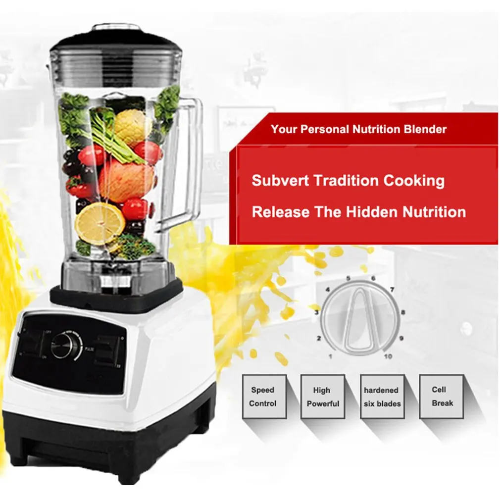 BPA free 2200W High Speed Blender Food Mixer with 6 Blade Fruit Juicer Food Japan Blade Processor Ice Crusher Smoothie Machine