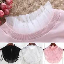 

DIY Detachable collars Lace Floral Shirt collar bottom Stand collar fake White Black See through decorative collar Ruffled edge