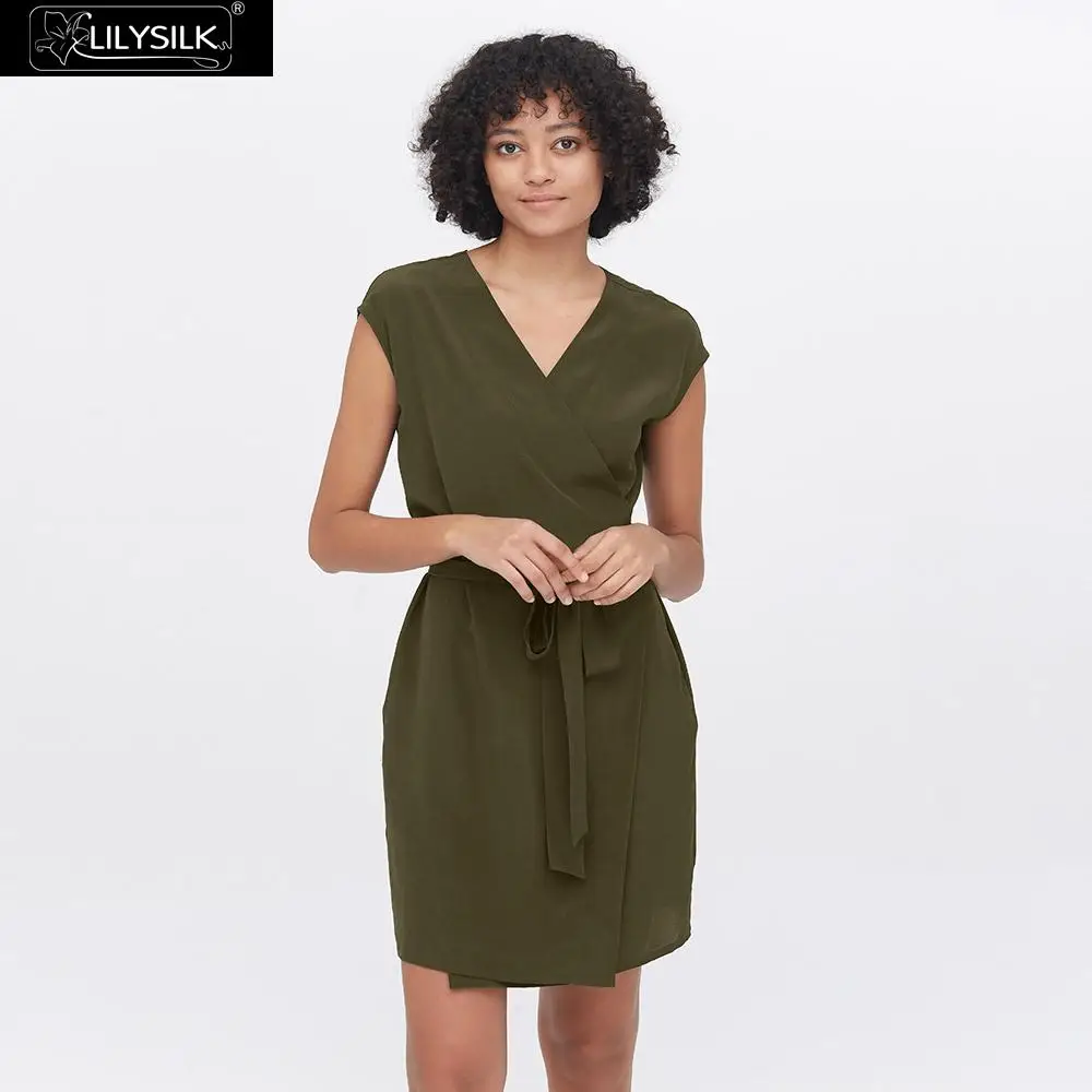 

LilySilk Dress Silk Elegant V-Neck wrap Ladies New Free Shipping