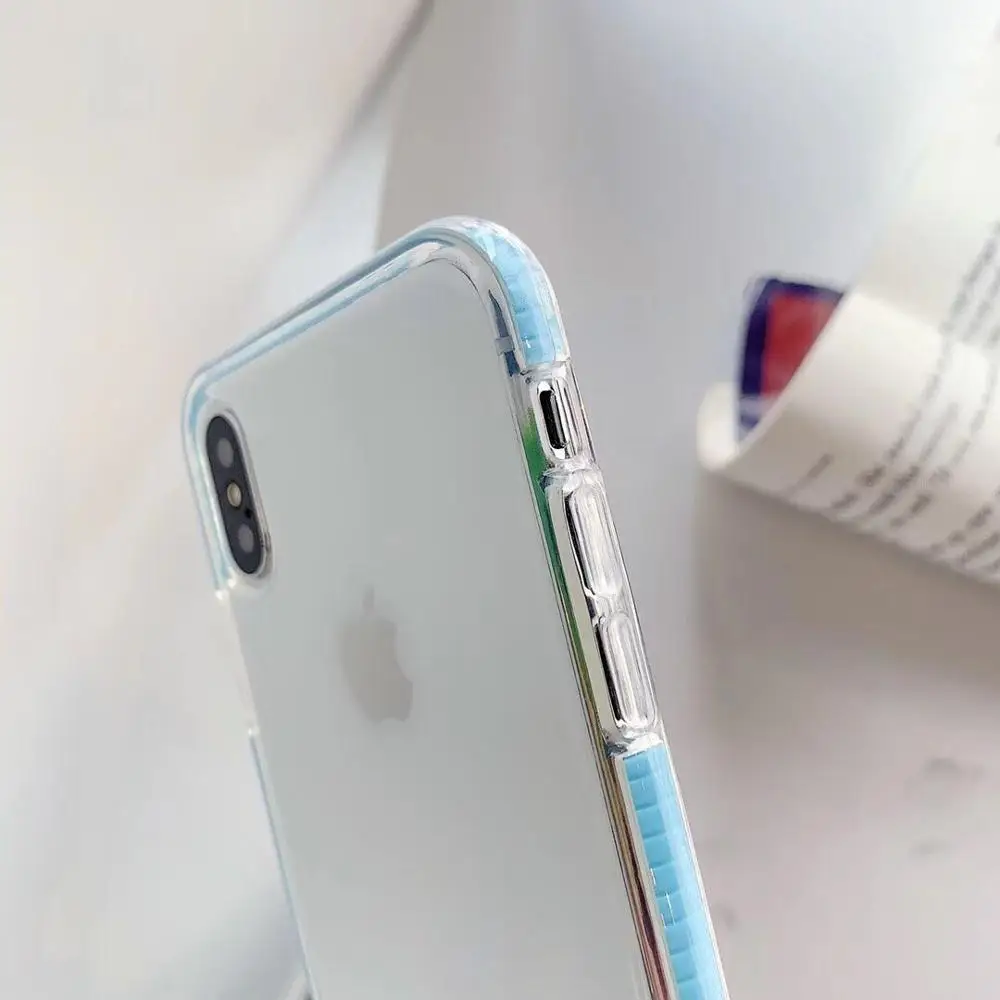 Прозрачный противоударный чехол для телефона ярких цветов для iphone 11 11Pro Max XR 6 6S 7 8 Plus X XS Max, мягкая прозрачная задняя крышка