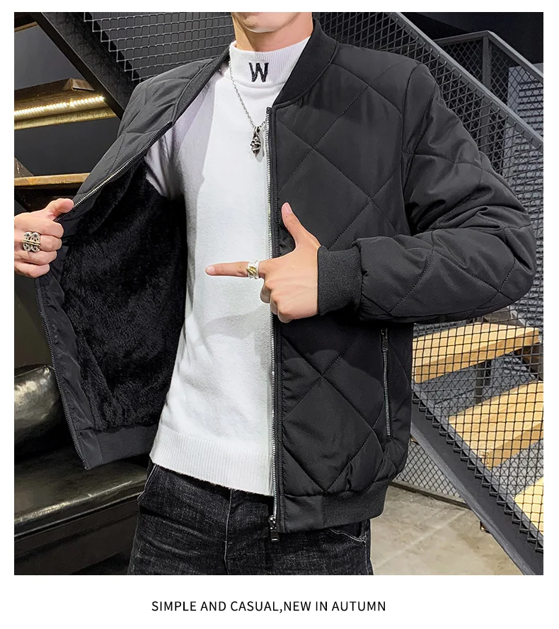 fur parka coat Winter new male warm jacket men's oversized parker jacket fitted jacket 2021 solid color zipper padded jacket Parker jacket men parka jacket with fur hood