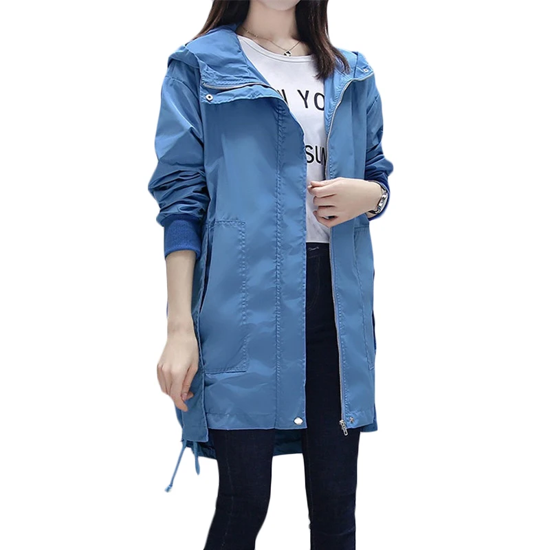 

Plus size Women Hooded Bomber coat Students Korean loose wild Spring Autumn Trench coats Womens Casual Windbreaker 100kg F973