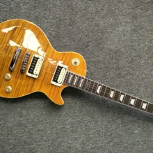 electric guitar yellow color guitar mahogany body with flamed maple top guitar, quality guitar free shipping