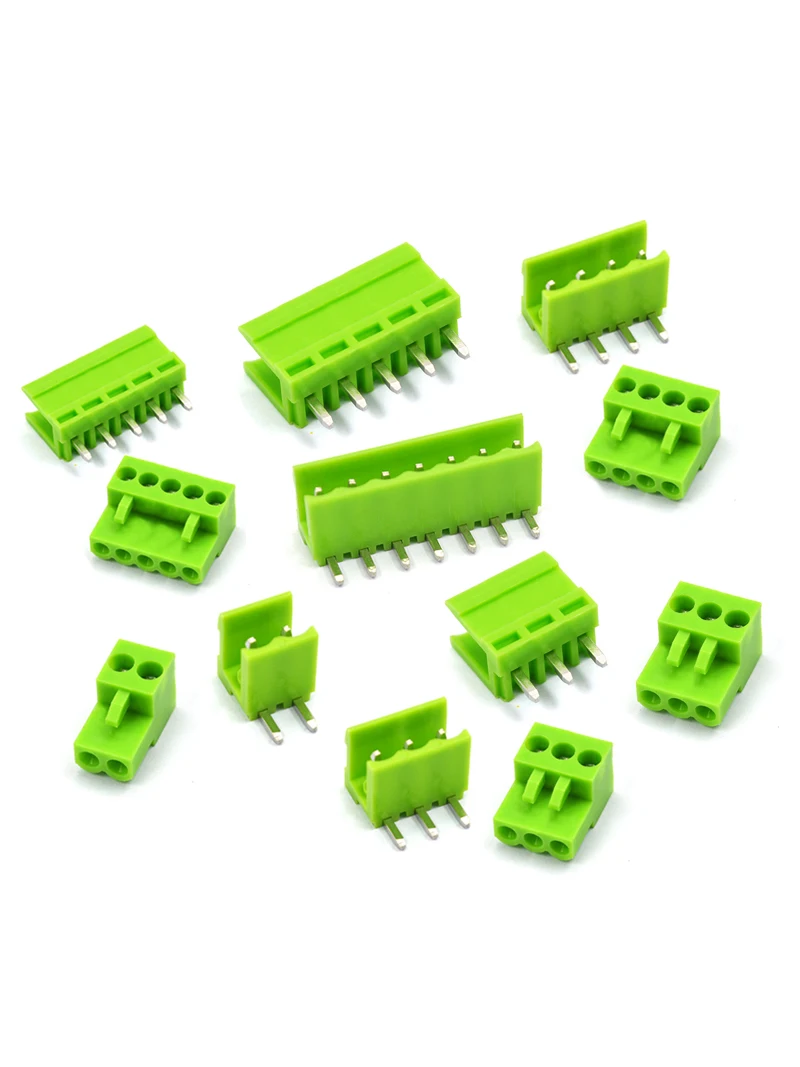 5set/sets HT3.96mm connector 2P 3P 4P 5P 6P 7P 8P straight foot / curved pin connector plug + terminal block garden u mat connector 10 sets silver