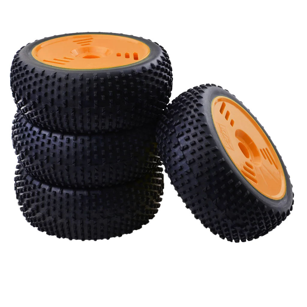 4 Pieces 17mm Hub Wheel Rim & Rubber Tire Tyres For 1:8 RC Buggy Truggy