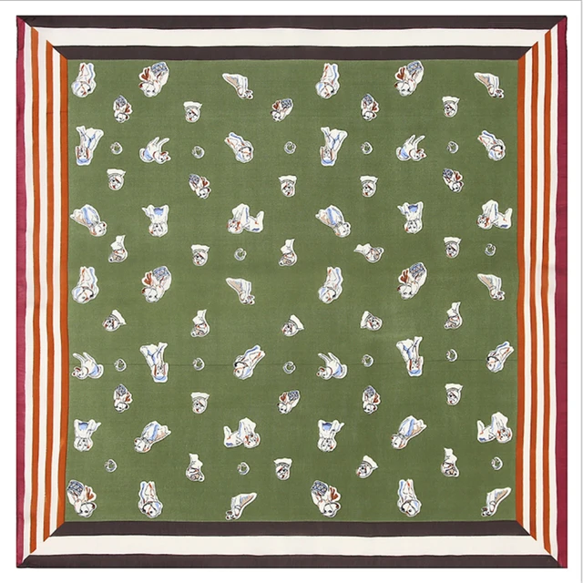 2021 summer square 33 color silk scarf fashion print ladies luxury hair band turban handkerchief head female beach shawl ML15 15