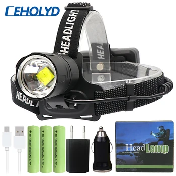 

New arrive 50000lm XHP70.2 32W powerful Led headlamp Headlight zoom head lamp flashlight torch Lantern 7800mah 18650 battery