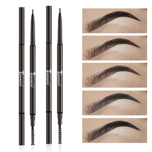 Двухсторонний супер тонкий карандаш для бровей и кисть для бровей водостойкая долговечная черная коричневая ручка для татуажа бровей Косметика