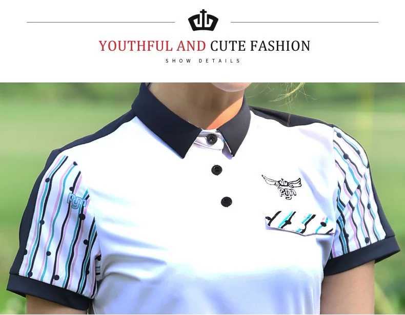 Pgm подлинный комплект одежды для гольфа, Женская юбка для гольфа, футболка с короткими рукавами, летняя полосатая дышащая юбка, костюм, спортивная одежда