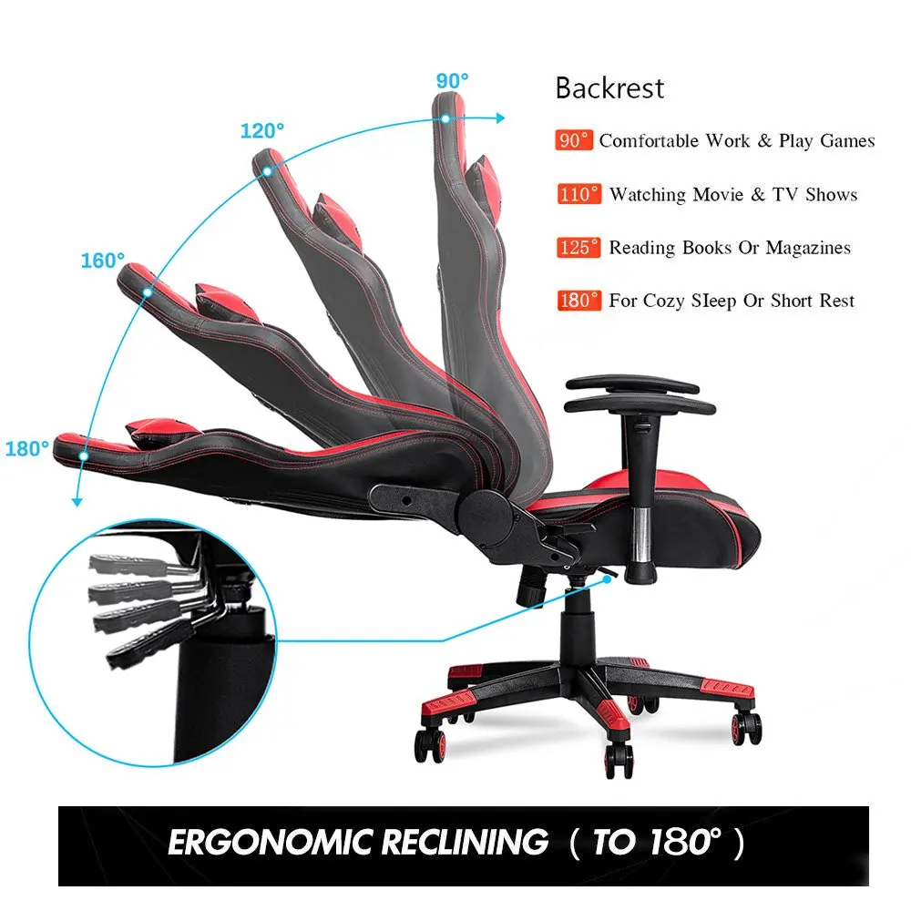 Furgle WCG game computer chair high quality adjustable office chair leather gaming chair black for home office game competitive