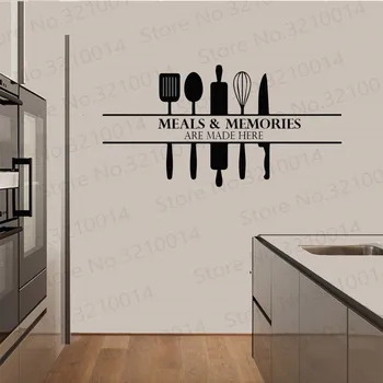 

Kitchen Wall Decal Meals And Memories Quote vinyl Wall Sticker Kitchen Home Decoration Mural Art Decals Stickers PW360