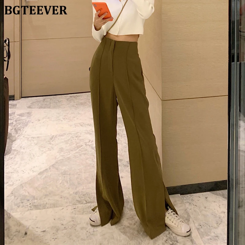 flared pants with slits