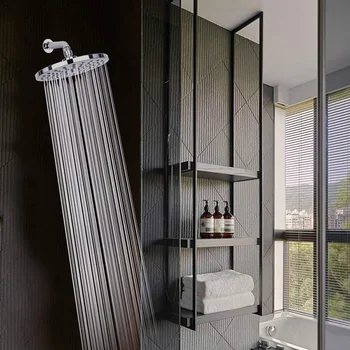 

Bathroom Rotating Round Rain Shower Head Set 8 Inch Electroplated High Pressure Hanging Type Bath Shower Head Top Sprinkler