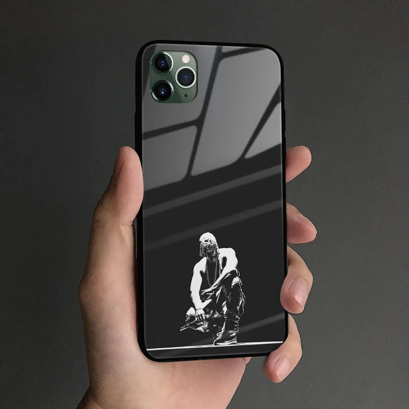 Kanye West rapper hiphop закаленное стекло Мягкий силиконовый чехол для телефона Apple iPhone 6 6s 7