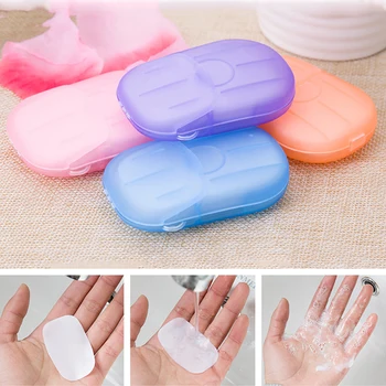 

1 Box Disinfecting Paper Soaps Washing Hand Mini Disposable Scented Slice Sheets Travel Foaming Soap Case Paper (1Box=20pcs)