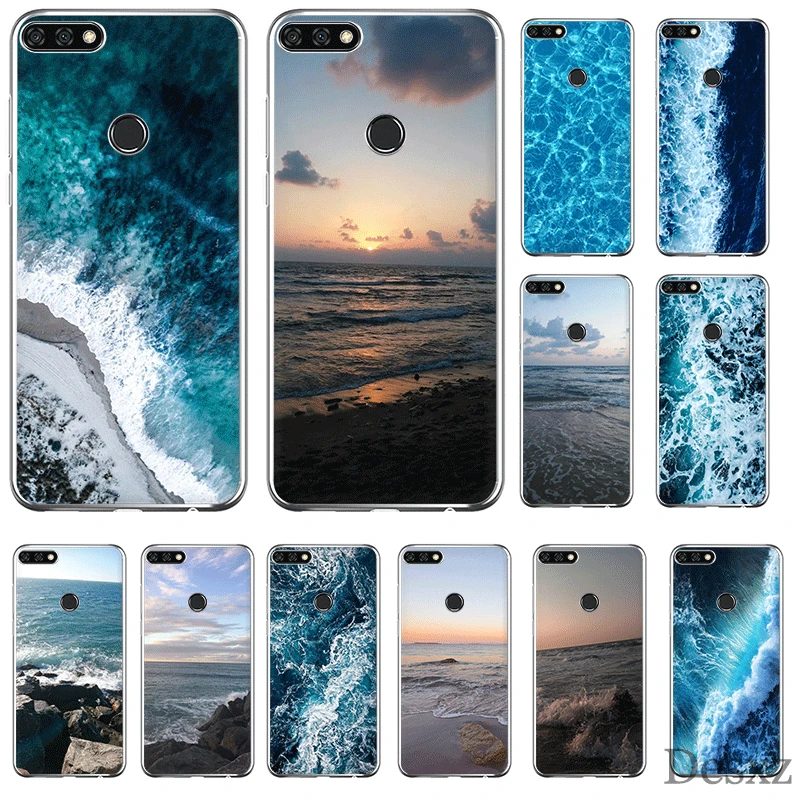 

Mobile Phone Case For Huawei Honor 7A 7C 7X 6A 8 8X 8C 9 9X View 20 Note 10 Lite Cover New Blue Sea Colorful