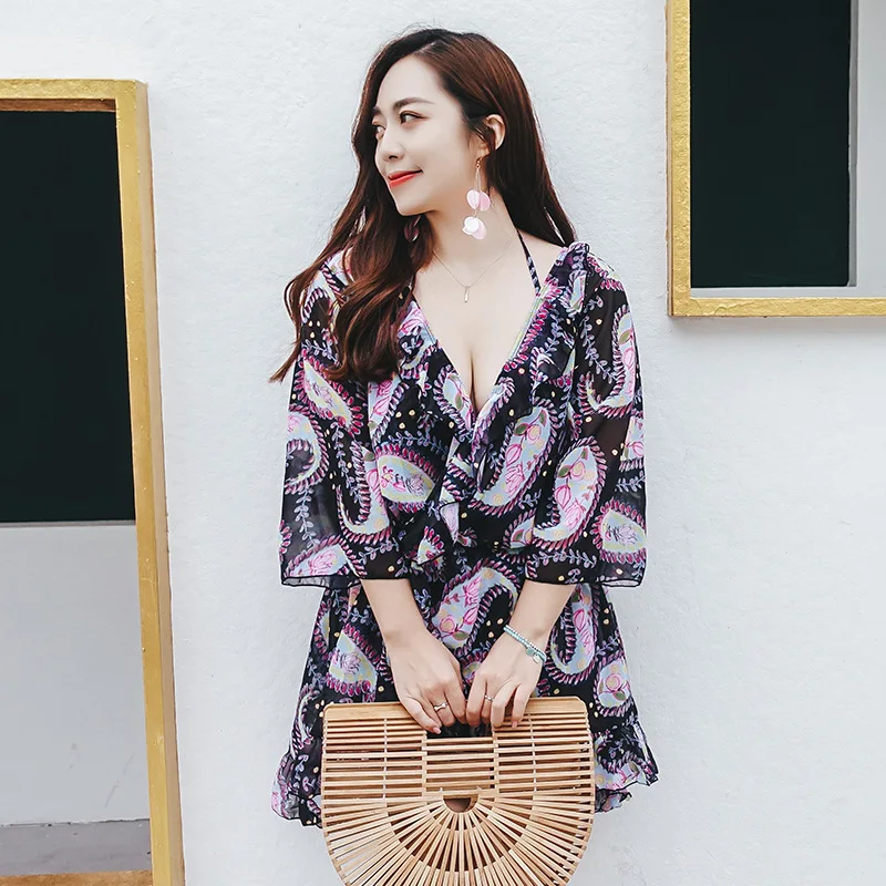 

Boxers Sexy Fat Mm COUPLE'S Large Size Bikini Bathing Suit Large Bust Large Cup Three-piece Set Belly Covering Slimming