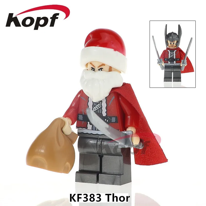 KF383 20Pcs No Box 20 штук, супергерои, серия Тор, Счастливого Рождества, Фигурки Человека х, Капитан Америка, строительные блоки для детей, игрушки, сделай сам, подарок XH 985 - Цвет: KF383 20Pcs No Box
