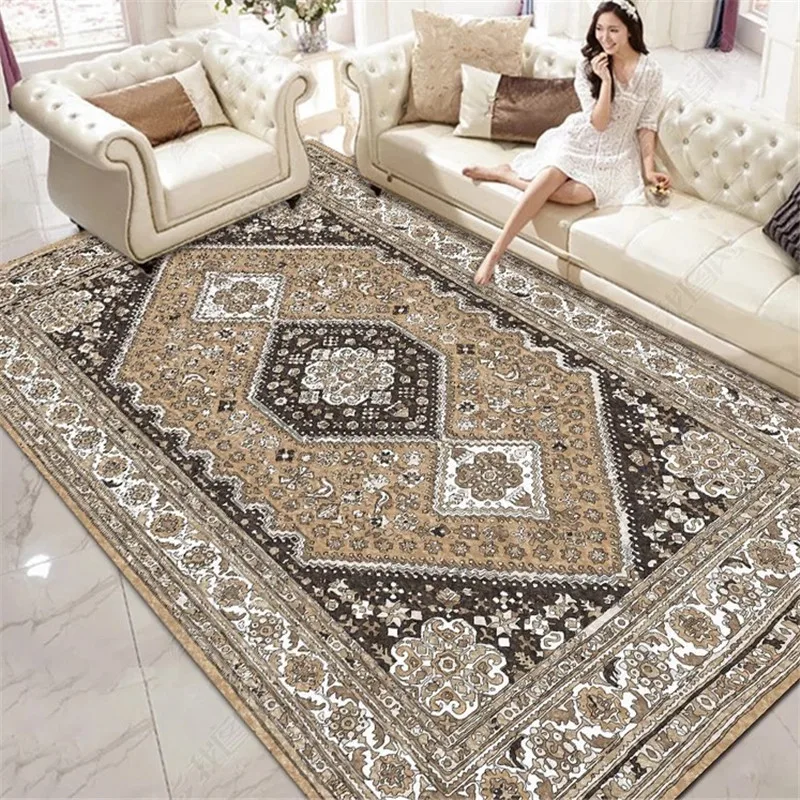 Morocco Style Carpet for Living Room Jacquard Floor Mat Floral Rug Bedroom Bedside Absorbent Bohemian Turkish Retro Area Rugs