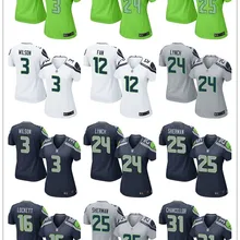 Сиэтл маршон Линч Рассел Вилсон Ришар Шерман Тайлер локкет Кам канцлер Бобби Вагнер для женщин Джерси