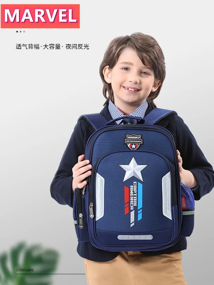 2023 Disney New School Bags For Boys Captain America Spider Man Primary Student Shoulder Orthopedic Backpack Grade 1-5 Mochilas