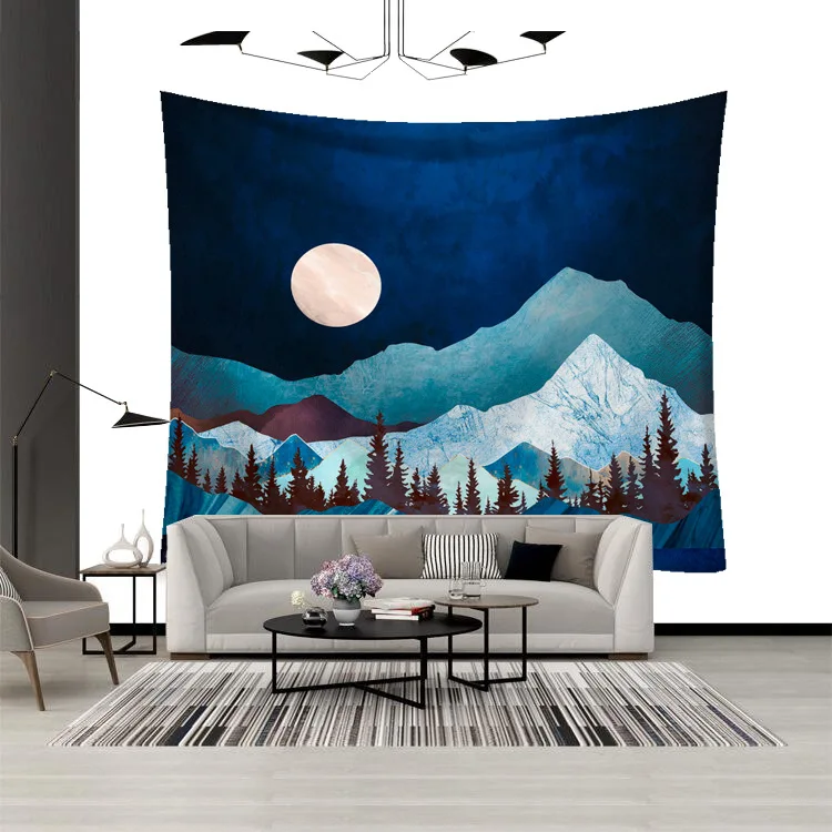 

LYN&GY Nordic Mountain Tapestry Macrame Wall Hanging Abstract Wall Carpet Psychedelic Tapestry Background cloth christmas