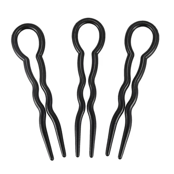 

1 Set (3 pieces) ic Plastic U Shaped Hair Needle Hair Braid, Black