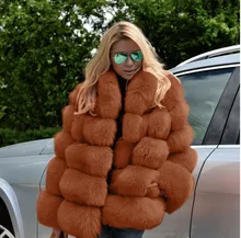 Faux Fox Fur Coat Women Winter Luxury Overcoat Fur Jacket Hoodies Short Jacket Outerwear Short Fur Coat Plush Streetwear