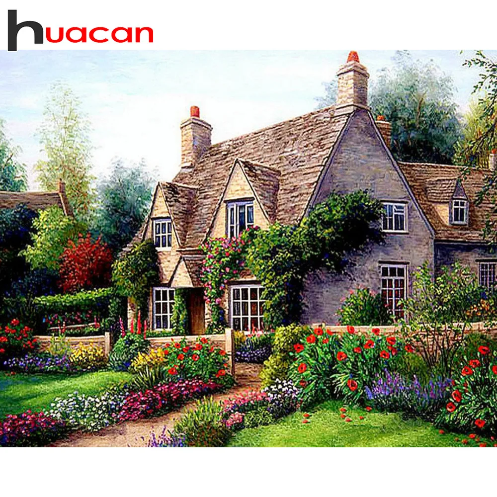 

Huacan DIY Diamond Painting New Square Stones House Diamond Embroidery Full Set Scenic Home Decoration Rhinestones Pictures