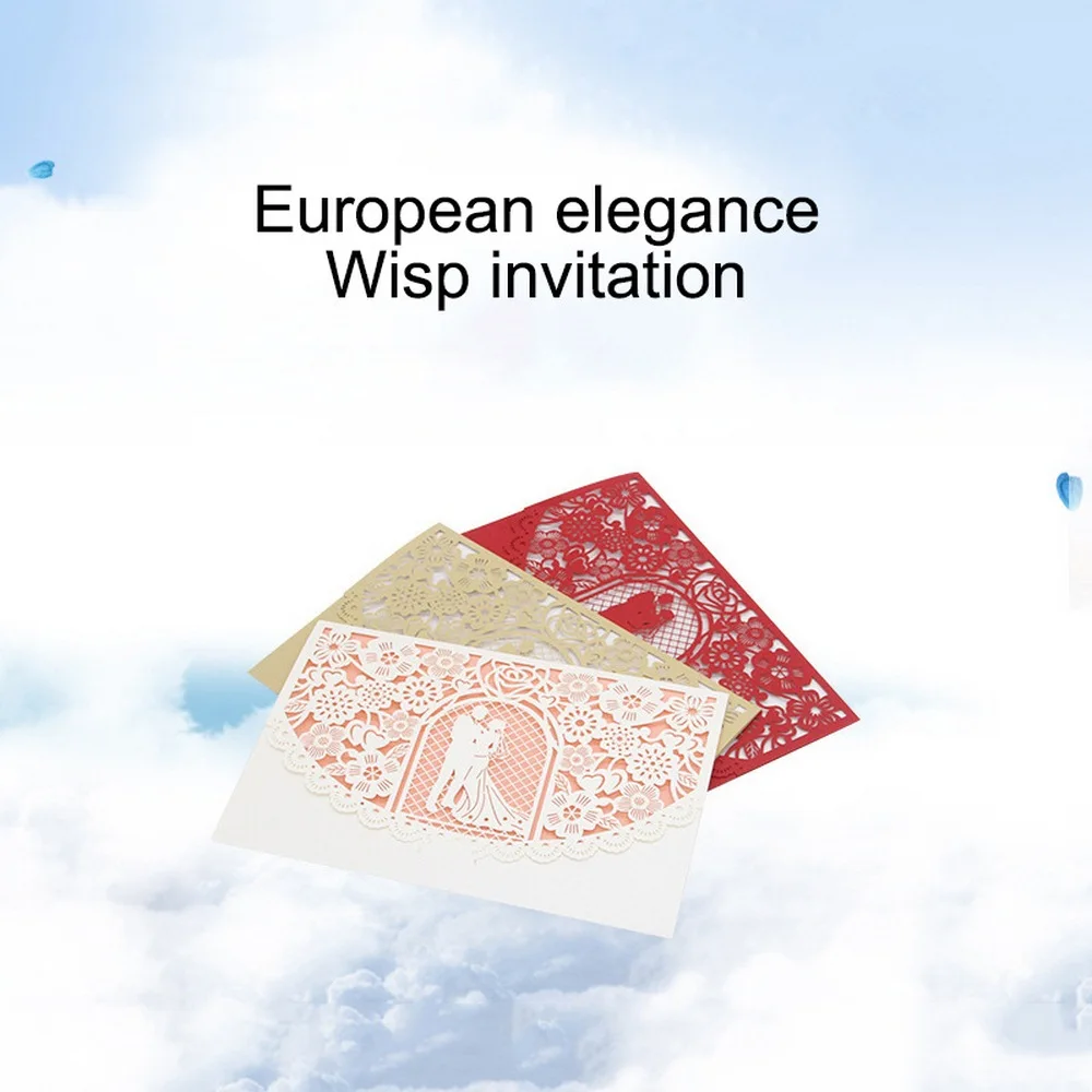  200PCS Hollow Wedding Invitation Card Inside Card Sealing Sticker Envelope Bride Groom Wedding Invi - 4000575472356