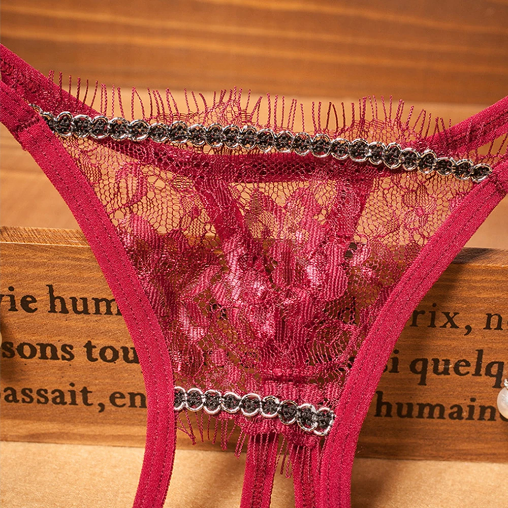 新しい女性オープンパンティーセクシーなレースパールチェーンエロひもローウエスト超薄型 G ストリング下着 パンティー Aliexpress