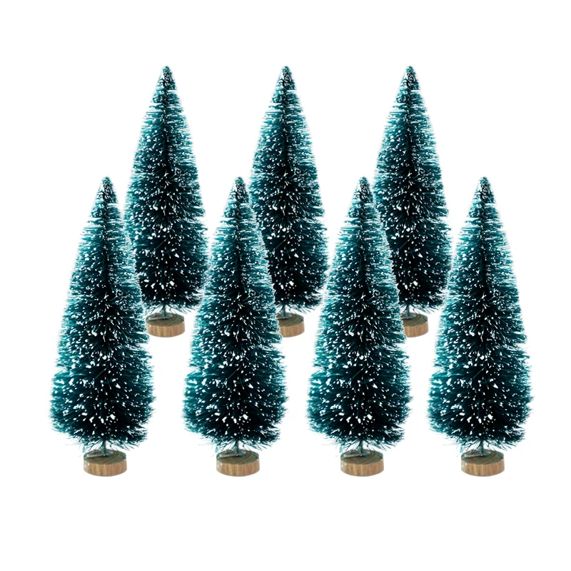 8pcs Mixed Size Mini Christmas Tree Green Sisal Cedar Small Pine Tree For New Year Xmas Party Home Table Ornaments Kids Gifts