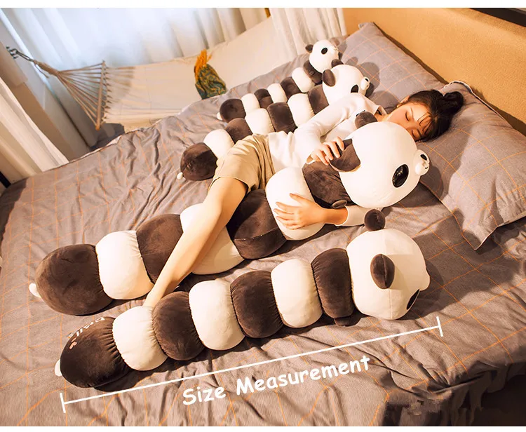 new cute caterpillar plush toy girl holding doll bed sleeping long pillow animal panda deer toy 51inch 130cm (2)