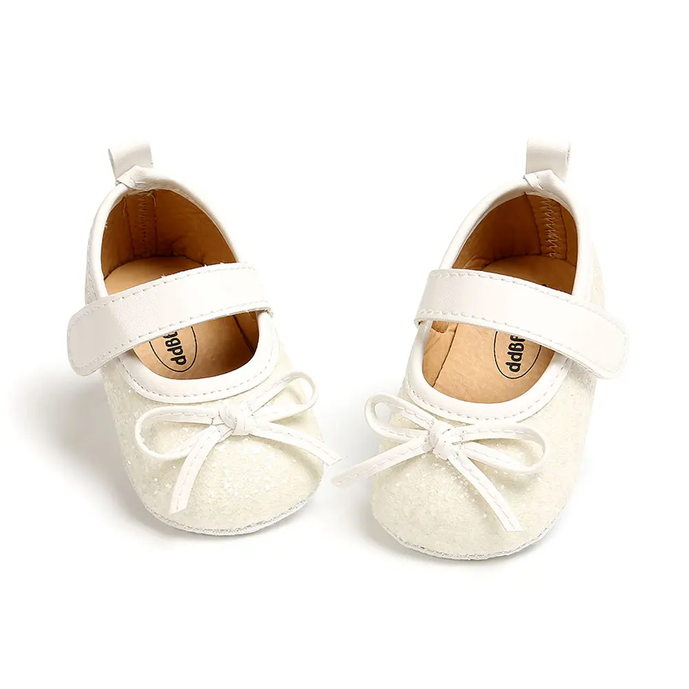 Обувь принцессы для новорожденных девочек; детская кожаная обувь с блестками и бантом; обувь для малышей 0-18 месяцев