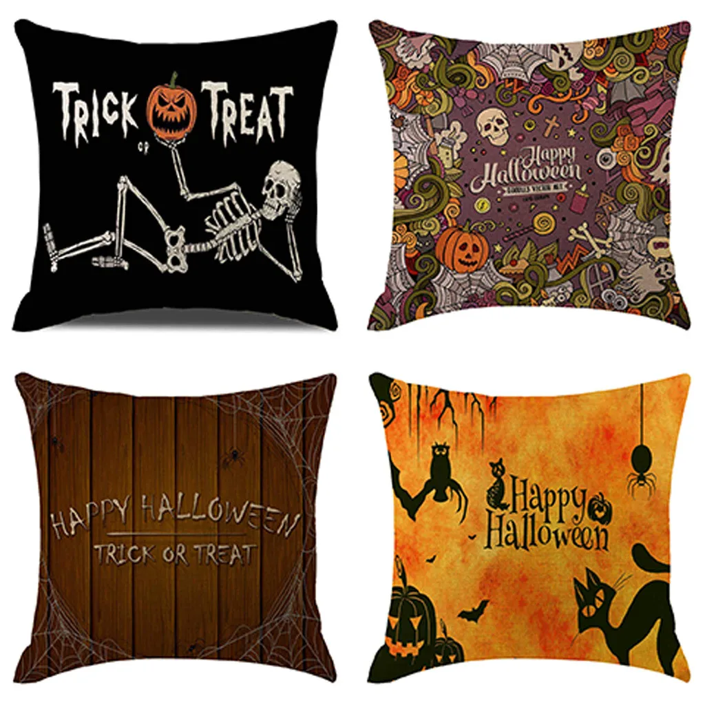 Pillow cover set 4PCS Halloween Pumpkin print Pillow Cover Pillowcases Decorative Sofa Pillow Cushion Cover Pillow cover 45x45cm