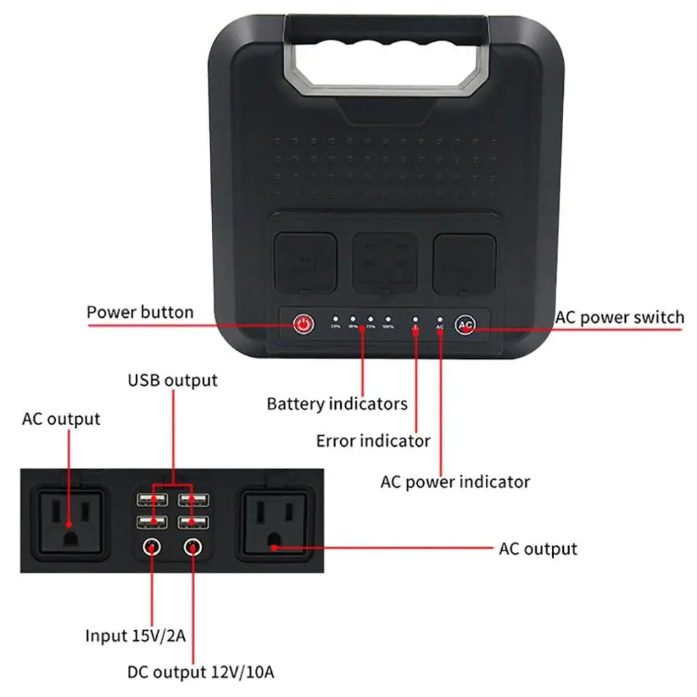 

300W Portable Storage Power Supply Inverter Solar Charging Outdoor High Power Power Station Ups Emergency Power Supply