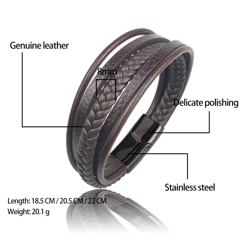 Woven Multi-layer Coffee-colored Leather Bracelet - Image 4