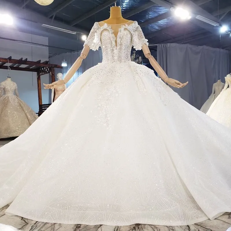 『Cheap!!!』- Plus Size Pregnant Champange Wedding Dresses 2021
Sleeveless Sequins Lace Wedding Gowns With Veil Princess Robe De Mariee