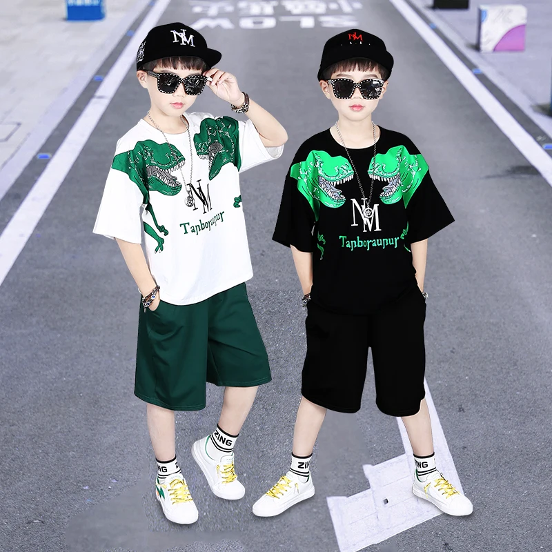 Tshirt + Harem Terno de Esportes Traje para o Menino Verão Crianças Roupas Xadrez Pant Criança Menino Legal Hip Hop 2020 14 4 ??