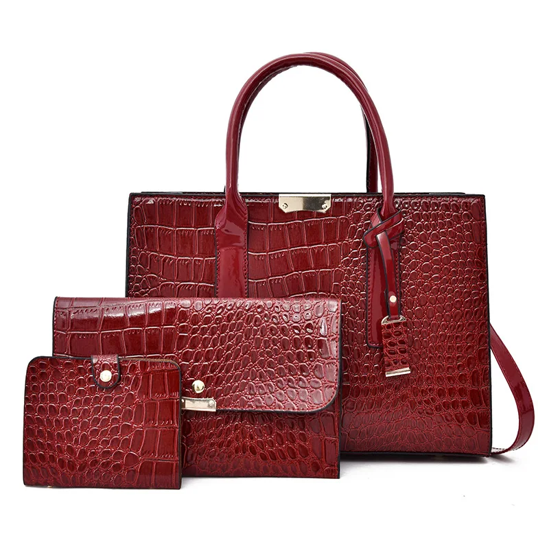 

2019 New Style Crocodile Pattern Handbag Europe And America-Style Patent Leather Shoulder Messenger Bag