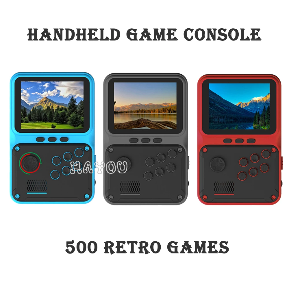 Handheld Games Console Mini Retro Video Game Players Bulit-in 500 Games 3 Inch HD Display AV Output Portable Video Game Console